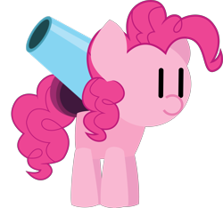 Size: 6492x6082 | Tagged: safe, artist:isaac_pony, imported from derpibooru, pinkie pie, earth pony, pony, apple, cannon, cute, female, food, kibiy pony, party cannon, show accurate, simple background, smiling, solo, transparent background, vector