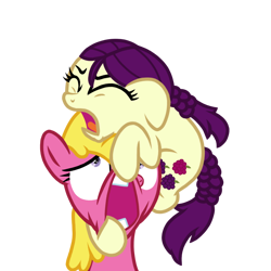 Size: 768x768 | Tagged: safe, artist:superiorwarrior, imported from derpibooru, boysenberry, cherry berry, earth pony, pony, campfire tales, absurd resolution, duo, duo female, eyes closed, faic, female, filly, mare, open mouth, pulling, simple background, transparent background, vector