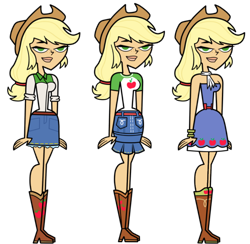Size: 1024x1001 | Tagged: artist needed, safe, edit, imported from derpibooru, applejack, human, equestria girls, bare shoulders, humanized, simple background, sleeveless, solo, strapless, style emulation, total drama, total drama island, transparent background
