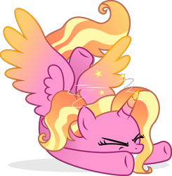 Size: 8820x8990 | Tagged: safe, artist:cirillaq, imported from derpibooru, luster dawn, alicorn, pony, the last problem, absurd resolution, alicornified, circling stars, crash, dizzy, female, lustercorn, mare, ouch, race swap, simple background, solo, transparent background