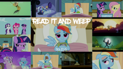 Size: 1970x1107 | Tagged: safe, edit, edited screencap, editor:quoterific, imported from derpibooru, screencap, ahuizotl, daring do, doctor horse, doctor stable, fluttershy, nurse sweetheart, pinkie pie, rainbow dash, rarity, screw loose, twilight sparkle, earth pony, pegasus, pony, unicorn, read it and weep, book, collage, derp, derp face, hurting, nose in the air, open mouth, safari hat, twilight is not amused, twilight sparkle is not amused, unamused, unicorn twilight, vine