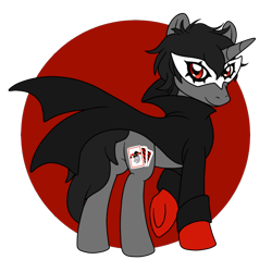 Size: 800x800 | Tagged: safe, artist:perfectpinkwater, imported from derpibooru, pony, unicorn, card, clothes, crossover, gloves, jacket, joker (persona), male, mask, persona, persona 5, ponified, red eyes, ren amamiya, simple background, solo, stallion, super smash bros., super smash bros. ultimate, transparent background