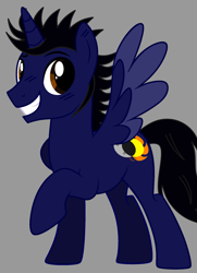 Size: 1835x2530 | Tagged: safe, artist:isrrael120, imported from derpibooru, oc, oc only, oc:astral shine, alicorn, pony, alicorn oc, gray background, horn, male, ponysona, simple background, solo, stallion, stallion oc, wings