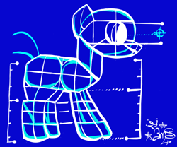 Size: 850x708 | Tagged: safe, artist:amgiwolf, imported from derpibooru, oc, oc only, earth pony, pony, robot, robot pony, blue background, blueprint, earth pony oc, signature, simple background, solo