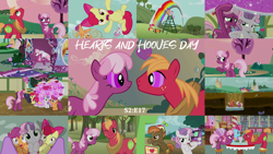 Size: 1970x1109 | Tagged: safe, edit, edited screencap, editor:quoterific, imported from derpibooru, screencap, apple bloom, big macintosh, button mash, cheerilee, cup cake, scootaloo, sweetie belle, twilight sparkle, hearts and hooves day (episode), cheerimac, cutie mark crusaders, female, love poison, male, shipping, straight
