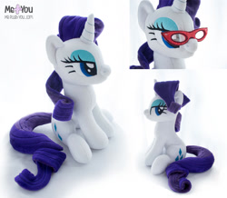 Size: 1600x1394 | Tagged: safe, artist:meplushyou, imported from derpibooru, rarity, pony, unicorn, glasses, irl, photo, plushie, rarity's glasses, solo