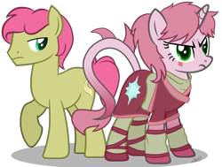 Size: 1998x1508 | Tagged: safe, artist:muhammad yunus, artist:tanahgrogot, imported from derpibooru, oc, oc:parker, alicorn, classical unicorn, earth pony, pony, unicorn, season 1, aelita schaeffer, base used, bedroom eyes, clothes, cloven hooves, code lyoko, crossover, cutie mark, cutie mark on clothes, female, g1, g1 to g4, g4, generation leap, leonine tail, male, mare, ponified, simple background, stallion, transparent background, unamused, unshorn fetlocks