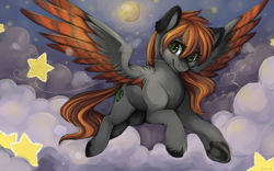 Size: 1024x640 | Tagged: safe, artist:mr-tiaa, imported from derpibooru, oc, oc only, oc:acid etching, pegasus, pony, female, flying, solo