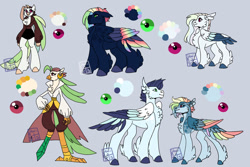 Size: 1280x854 | Tagged: safe, artist:gloxiiarts, imported from derpibooru, captain celaeno, rainbow dash, soarin', oc, hybrid, my little pony: the movie, celaenodash, celaenosorindash, chest fluff, female, interspecies offspring, lesbian, male, offspring, parent:captain celaeno, parent:rainbow dash, parent:soarin', polyamory, shipping, soarindash, straight, tail feather