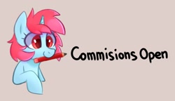 Size: 2179x1251 | Tagged: safe, artist:handgunboi, imported from derpibooru, oc, oc only, pony, unicorn, advertisement, commission info, commission open