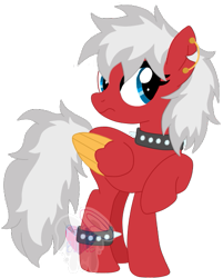 Size: 439x547 | Tagged: safe, artist:pure-blue-heart, imported from derpibooru, oc, oc only, oc:sour cherry, pegasus, pony, choker, female, mare, simple background, solo, spiked anklets, spiked choker, transparent background