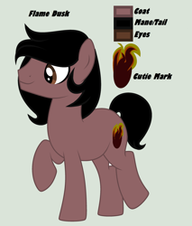 Size: 2261x2652 | Tagged: safe, artist:lominicinfinity, imported from derpibooru, oc, oc only, oc:flame dusk, earth pony, pony, male, reference sheet, simple background, solo, stallion