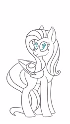 Size: 899x1599 | Tagged: safe, artist:starlight-j, imported from derpibooru, fluttershy, pegasus, pony, lineart, smiling, solo