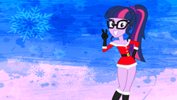 Size: 1920x1080 | Tagged: safe, edit, editor:astroboy84, imported from derpibooru, sci-twi, twilight sparkle, equestria girls, equestria girls series, 1920x1080, abstract background, belt, boots, breasts, christmas, christmas outfit, cleavage, clothes, costume, cute, glasses, gloves, grin, holiday, nerd, panties, panty shot, peace sign, ponytail, purple eyes, santa costume, sexy, sexy santa costume, shoes, skirt, smiling, solo, underwear, wallpaper, white panties, white underwear