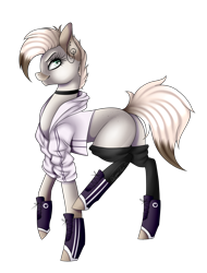 Size: 1358x1786 | Tagged: safe, artist:minelvi, imported from derpibooru, oc, oc only, earth pony, pony, choker, clothes, earth pony oc, leg warmers, simple background, solo, transparent background