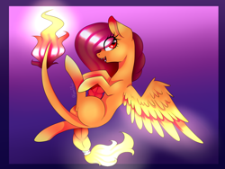 Size: 1600x1200 | Tagged: safe, artist:minelvi, imported from derpibooru, oc, oc only, pegasus, pony, eye clipping through hair, eyelashes, flying, gradient background, open mouth, pegasus oc, smiling, solo, wings