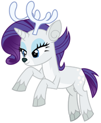 Size: 1024x1244 | Tagged: safe, artist:emeraldblast63, imported from derpibooru, rarity, deer, deer pony, original species, reindeer, unicorn, unideer, best gift ever, rarideer, reindeerified, simple background, solo, species swap, transparent background