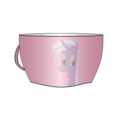 Size: 500x500 | Tagged: safe, artist:nate5700, imported from derpibooru, trixie, pony, unicorn, 1000 hours in gimp, 1000 hours in ms paint, bust, cup, digital art, portrait, reflection, simple background, solo, teacup, that pony sure does love teacups, white background