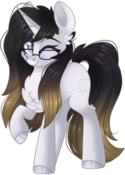 Size: 1635x2278 | Tagged: safe, artist:cinnamontee, imported from derpibooru, oc, oc only, oc:elsie, pony, unicorn, female, mare, one eye closed, raised hoof, simple background, solo, transparent background, wink