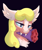 Size: 751x886 | Tagged: safe, artist:seashyntee, imported from derpibooru, oc, oc only, oc:moonsilk, bat pony, pony, bouquet, bouquet of flowers, bust, commission, dark background, fangs, female, flower, mare, mouth hold, rose, solo