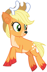 Size: 1024x1551 | Tagged: safe, artist:emeraldblast63, imported from derpibooru, applejack, deer, reindeer, appledeer, applejack's hat, cowboy hat, hat, reindeerified, simple background, solo, species swap, transparent background, vector