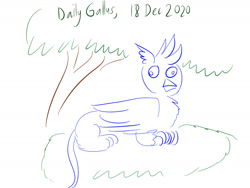 Size: 1280x960 | Tagged: safe, artist:horsesplease, imported from derpibooru, gallus, griffon, derp, doodle, gallus the rooster, gallusposting, lying down, prone, solo, tree