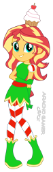 Size: 861x2765 | Tagged: safe, alternate version, artist:spidey-gamer-crack, imported from derpibooru, sunset shimmer, equestria girls, christmas, elf costume, female, holiday, looking at you, simple background, smiling, solo, transparent background