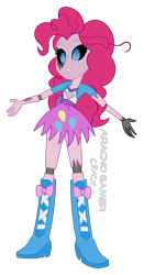 Size: 1060x2029 | Tagged: safe, artist:spidey-gamer-crack, imported from derpibooru, pinkie pie, five nights at aj's, equestria girls, clothes, nightmare fuel, simple background, skirt, solo, transparent background