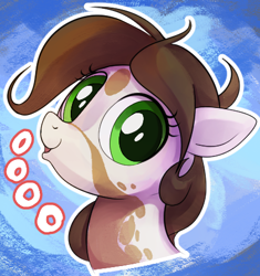 Size: 420x447 | Tagged: safe, artist:dotkwa, imported from derpibooru, oc, oc only, oc:dotmare, earth pony, pony, abstract background, bust, female, looking at you, mare, open mouth, portrait, solo, white outline