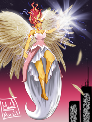 Size: 1500x2000 | Tagged: safe, artist:1995marsil, imported from derpibooru, sunset shimmer, equestria girls, daydream shimmer, flying, solo, wings