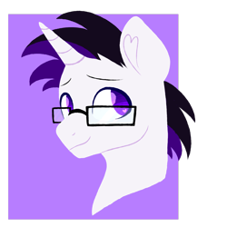 Size: 1280x1280 | Tagged: safe, artist:fannytastical, imported from derpibooru, oc, oc only, alicorn, pony, bust, glasses, male, portrait, simple background, smiling, solo, stallion, transparent background