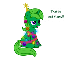 Size: 1280x1053 | Tagged: safe, artist:tenderrain-art, artist:tenderrain46, imported from derpibooru, oc, oc only, oc:lime dream, pony, unicorn, christmas, christmas lights, christmas ornament, decoration, female, holiday, mare, simple background, solo, transparent background