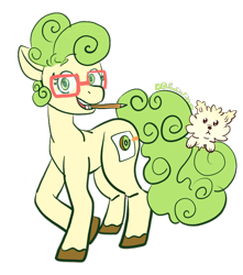 Size: 750x850 | Tagged: safe, artist:kiwiscribbles, imported from derpibooru, oc, oc only, oc:kiwi scribbles, dog, earth pony, pony, derpibooru community collaboration, 2021 community collab, ambiguous gender, duo, female, glasses, hooves, mare, mouth hold, pencil, simple background, solo, transparent background