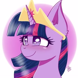 Size: 3098x3098 | Tagged: safe, artist:galaxy swirl, imported from derpibooru, twilight sparkle, alicorn, pony, the last problem, blushing, crown, ear fluff, female, high res, jewelry, mare, regalia, smiling, solo, twilight sparkle (alicorn)