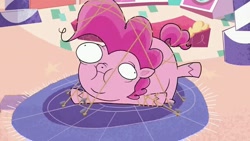 Size: 640x360 | Tagged: safe, imported from derpibooru, screencap, pinkie pie, earth pony, pony, i cookie, my little pony: pony life, spoiler:pony life s01e25, female, fetish fuel, g4.5, inflation, mare, pony life, solo, tied down