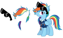 Size: 3498x2085 | Tagged: safe, artist:whiteplumage233, imported from derpibooru, rainbow dash, pony, clothes, simple background, solo, sunglasses, transparent background, uniform, wonderbolts dress uniform