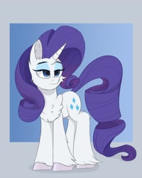 Size: 3200x4000 | Tagged: safe, artist:ponyangle, imported from derpibooru, rarity, pony, unicorn, chest fluff, eyeshadow, female, fluffy, makeup, mare, simple background, solo, unshorn fetlocks