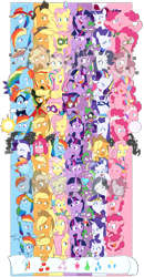 Size: 4579x8800 | Tagged: safe, artist:chub-wub, edit, imported from derpibooru, applejack, fili-second, fluttershy, humdrum, masked matter-horn, mistress marevelous, pinkie pie, radiance, rainbow dash, rarity, saddle rager, spike, twilight sparkle, zapp, alicorn, crystal pony, dragon, earth pony, pegasus, pony, seapony (g4), unicorn, magical mystery cure, my little pony: the movie, power ponies (episode), princess twilight sparkle (episode), the best night ever, the crystal empire, the cutie map, the cutie re-mark, the return of harmony, twilight's kingdom, absurd resolution, alternate hairstyle, alternate timeline, apocalypse dash, applejack's hat, baby, baby spike, bandana, big crown thingy, captain twilight, chrysalis resistance timeline, clothes, comic book, commonity, cowboy hat, crystal war timeline, crystallized, dashstorm, discorded, dress, element of generosity, element of honesty, element of kindness, element of laughter, element of loyalty, element of magic, elements of harmony, equal cutie mark, equalized, eyes closed, eyeshadow, female, filly, filly applejack, filly fluttershy, filly pinkie pie, filly rainbow dash, filly rarity, filly twilight sparkle, freckles, gala dress, grin, hat, jacket, jackletree, jewelry, makeup, male, mane seven, mane six, mare, mask, multeity, night maid rarity, nightmare takeover timeline, open mouth, pinkamena diane pie, pirate, pirate applejack, pirate hat, pirate rainbow dash, pirate rarity, power ponies, rainbow power, raised hoof, regalia, sad, seaponified, seapony pinkie pie, shirt, smiling, so much flutter, sparkle sparkle sparkle, species swap, timeline, too much pink energy is dangerous, tribal pie, tribalshy, twilight sparkle (alicorn), unicorn twilight, vine, wall of tags, wet, wet mane, younger