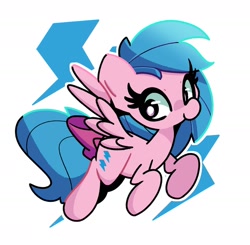 Size: 2000x1957 | Tagged: safe, artist:kindakismet, imported from derpibooru, firefly, pegasus, pony, abstract background, bow, female, flying, g1, g1 to g4, g4, generation leap, looking at you, mare, smiling, solo, spread wings, tail bow, wings