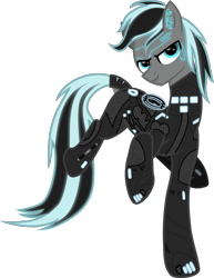 Size: 1105x1431 | Tagged: safe, artist:lincolnbrewsterfan, derpibooru exclusive, imported from derpibooru, oc, oc only, oc:tron, earth pony, pony, derpibooru community collaboration, .svg available, 2021 community collab, armor, base used, circuitry, cloud, cyberpunk, determined smile, digital, dock, glow, glowing hair, identity disk, light cycle baton, lights, looking at you, male, neon, retrofuturism, simple background, smiling, smiling at you, solo, stallion, svg, transparent background, tron, tron legacy, vector