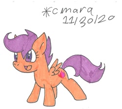 Size: 887x789 | Tagged: safe, artist:cmara, imported from derpibooru, scootaloo, pegasus, pony, cute, cutealoo, female, filly, open mouth, simple background, solo, traditional art, white background