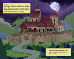 Size: 5256x4176 | Tagged: safe, imported from derpibooru, pony, vampire, comic:a king's journey home, building, castle, mare in the moon, moon, night, prologue, tree