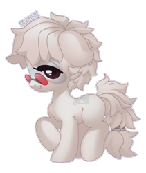 Size: 930x1104 | Tagged: safe, artist:kasreit-ne, imported from derpibooru, oc, oc only, oc:weeping ghostopus, earth pony, pony, chibi, coat markings, glasses, simple background, transparent background