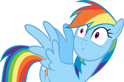 Size: 1482x986 | Tagged: safe, artist:raynebowcrash, imported from derpibooru, rainbow dash, pegasus, pony, castle mane-ia, :<, female, mare, scared, simple background, solo, spread wings, transparent background, vector, wings