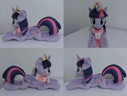 Size: 1597x1199 | Tagged: safe, artist:little-broy-peep, imported from derpibooru, twilight sparkle, alicorn, pony, big crown thingy, clothes, crown, element of magic, female, irl, jewelry, lying down, mare, photo, plushie, prone, regalia, scarf, solo, twilight sparkle (alicorn)