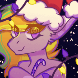 Size: 501x501 | Tagged: safe, artist:raya, imported from derpibooru, oc, oc:odd inks, pegasus, pony, animated, candy, candy cane, christmas, female, food, gif, hat, holiday, mare, santa hat, solo