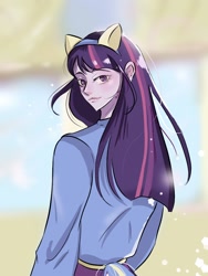 Size: 768x1024 | Tagged: safe, artist:mi10chi06, imported from derpibooru, twilight sparkle, equestria girls, equestria girls (movie), female, looking at you, looking back, looking back at you, solo, wondercolt ears, wondercolt tail, wondercolts uniform