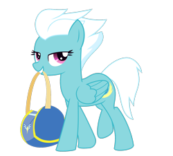 Size: 1420x1280 | Tagged: safe, alternate version, artist:bnau, derpibooru exclusive, edit, imported from derpibooru, fleetfoot, pegasus, pony, .svg available, bag, female, lidded eyes, looking at you, mouth hold, show accurate, simple background, smiling, solo, standing, svg, transparent background, vector, wings