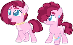 Size: 2129x1331 | Tagged: safe, artist:kurosawakuro, imported from derpibooru, oc, oc only, earth pony, pony, base used, bracelet, brother and sister, colt, duo, female, filly, jewelry, magical lesbian spawn, male, necklace, offspring, parent:pinkie pie, parent:tempest shadow, parents:tempestpie, siblings, simple background, solo, transparent background