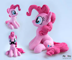 Size: 1600x1334 | Tagged: safe, artist:meplushyou, imported from derpibooru, pinkie pie, pony, fake moustache, irl, photo, plushie, solo